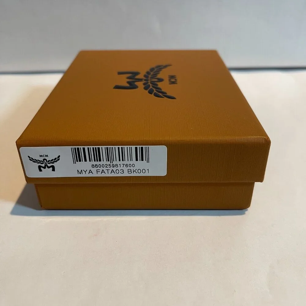 MCM Aren Maxi Monogram Visetos Card Case in Black & Orange - NWOT
